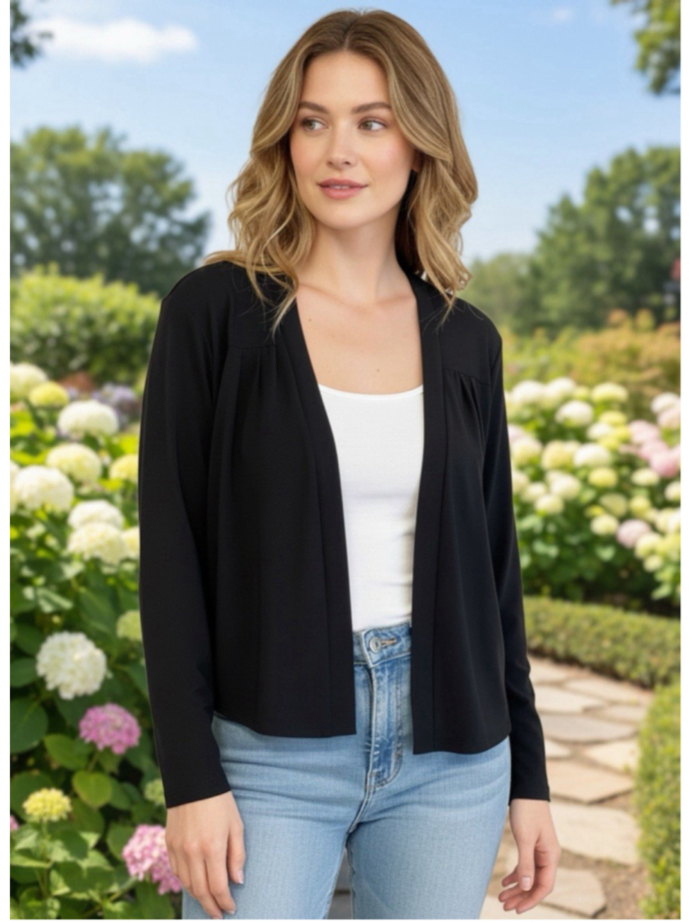 Cato Black Knit Open Cardigan Sweater Plus Size 18/20W Lightweight Stretch